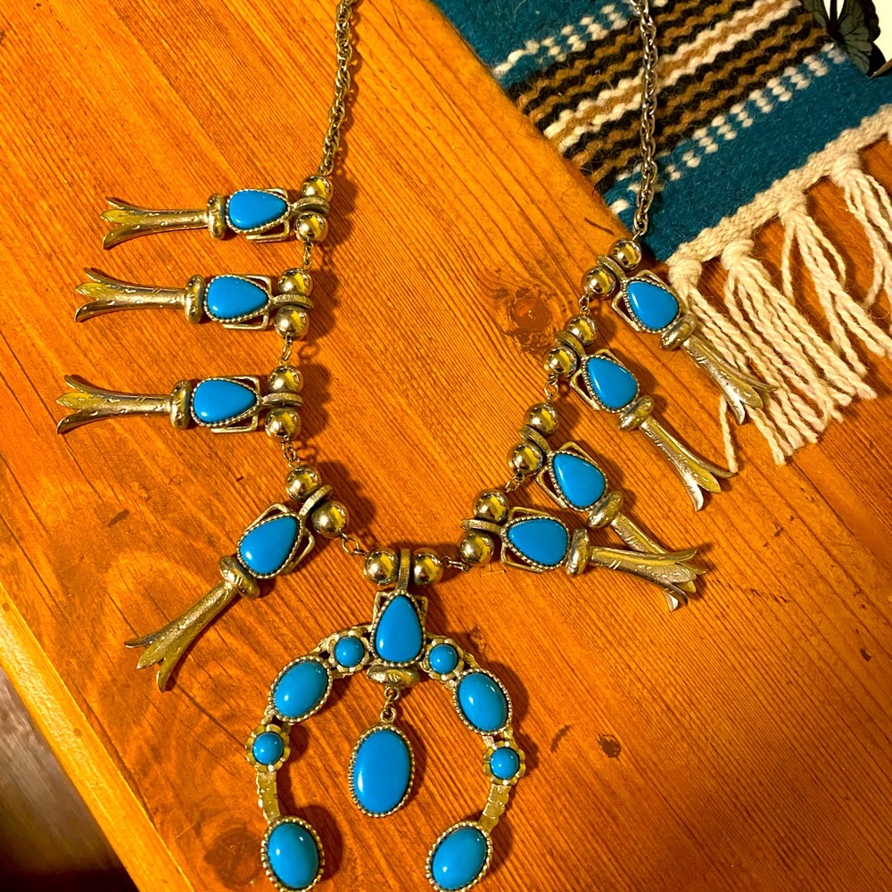 💠Unique Turquoise Squash Blossom Necklace💠